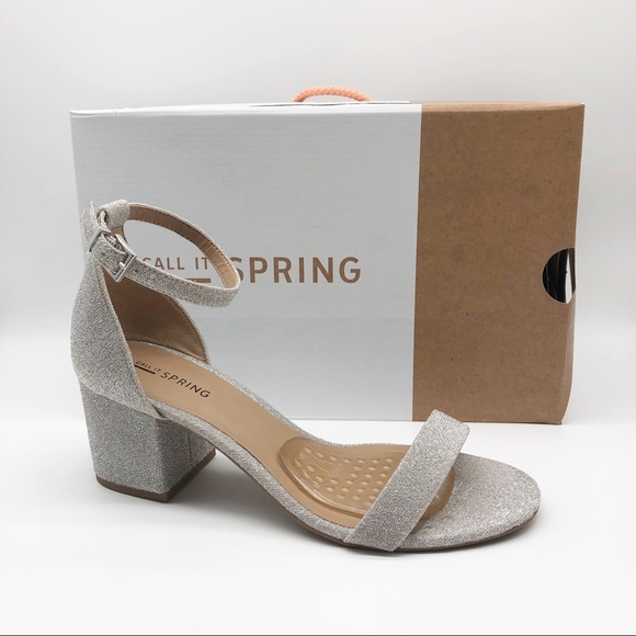 Call It Spring Shoes - Call it Spring Silver Sandals 7.5/38 Block Heel